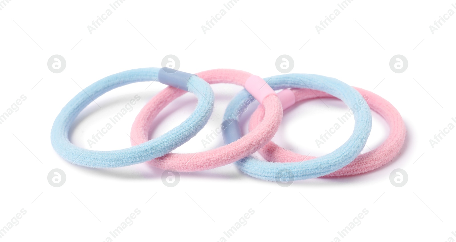 Photo of Many colorful hair ties isolated on white