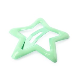 Photo of One green star shaped hair clip isolated on white