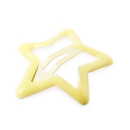 Photo of One yellow star shaped hair clip isolated on white