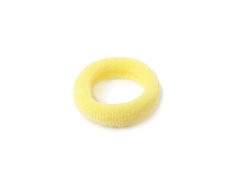 Photo of One yellow hair tie isolated on white