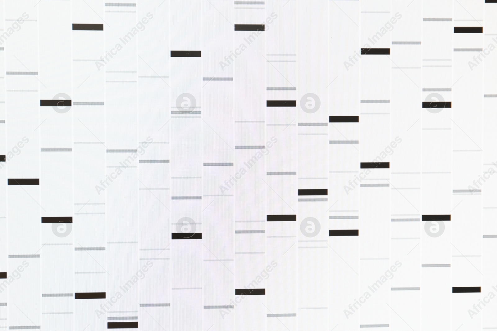 Photo of DNA analysis. Data with genetic information as background, closeup