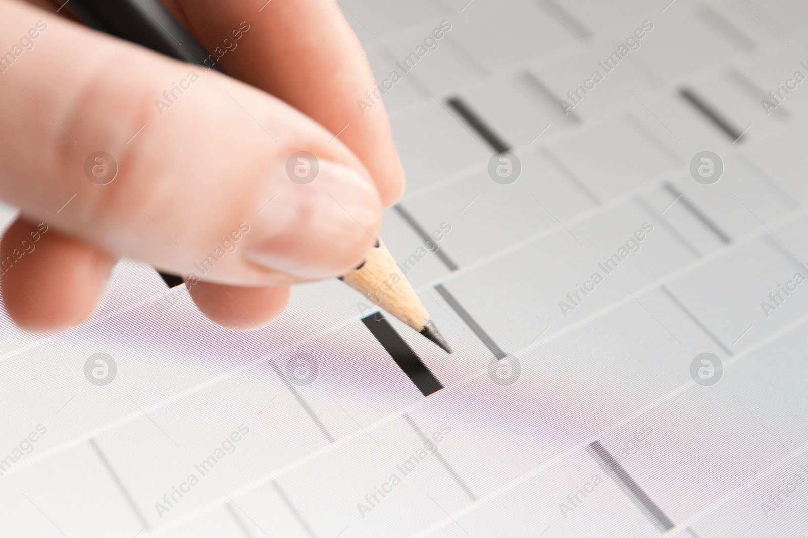 Photo of Scientist analyzing DNA data in laboratory, closeup