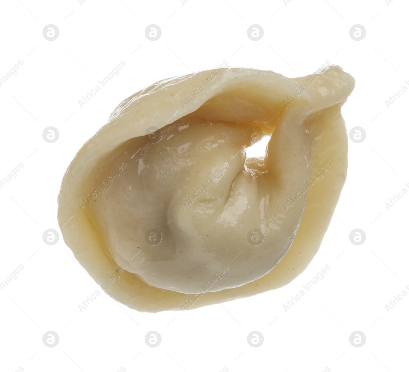 Photo of One delicious boiled dumpling isolated on white