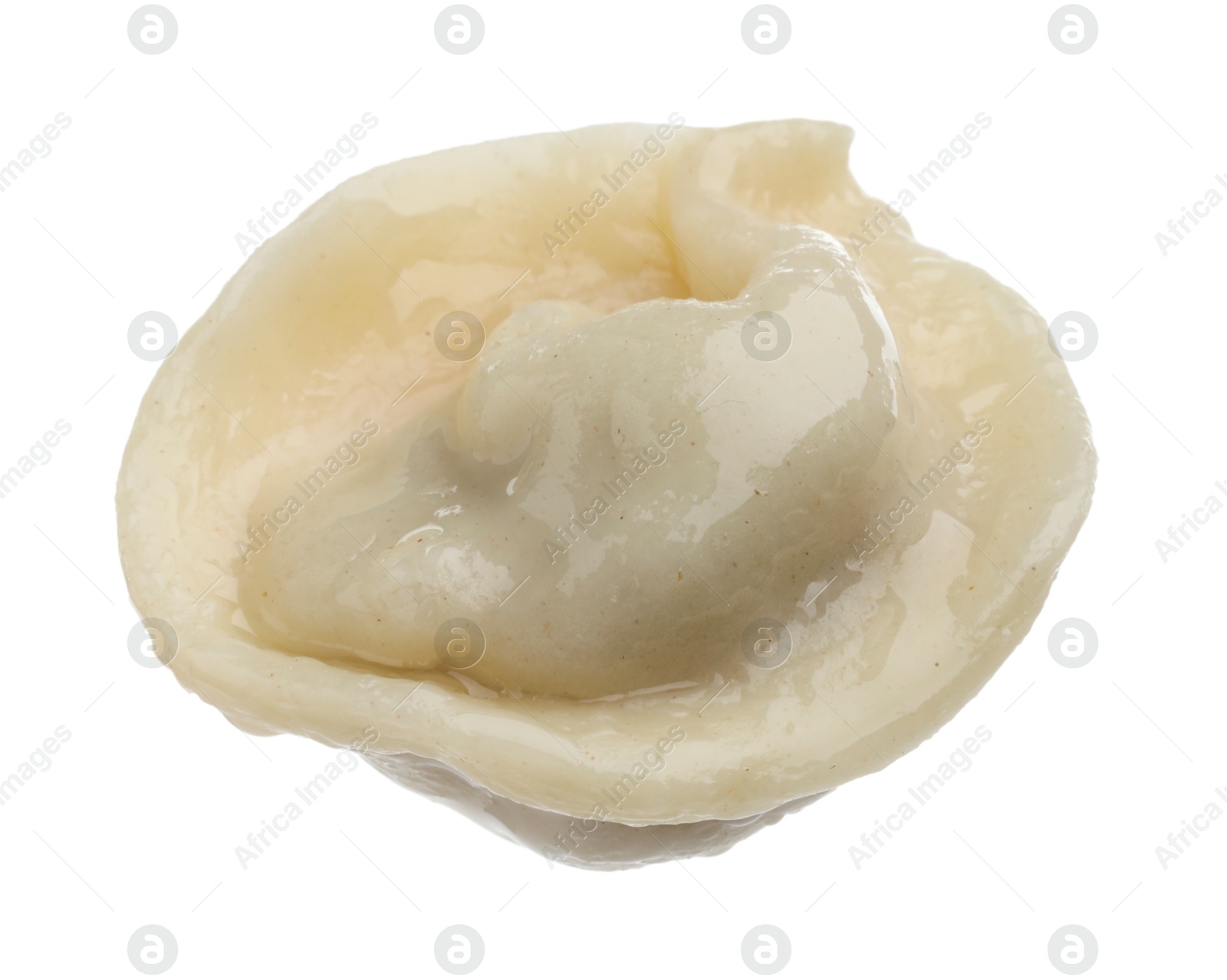 Photo of One delicious boiled dumpling isolated on white