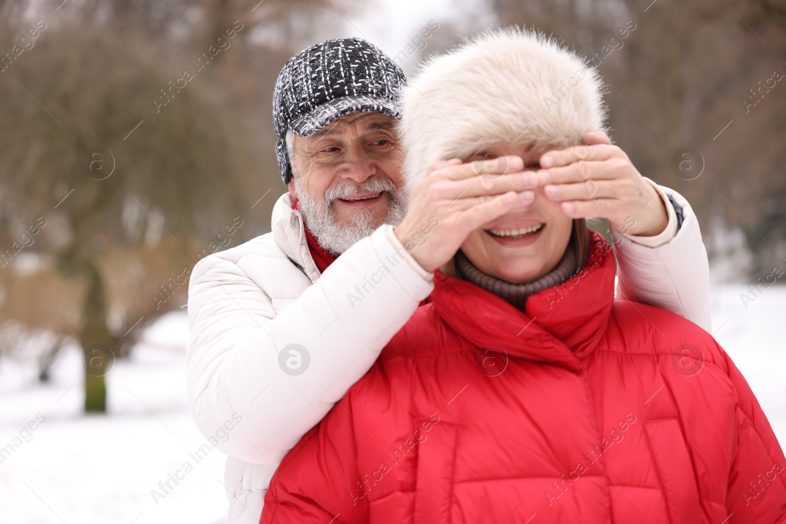 Photo of Lovely senior couple having fun in park