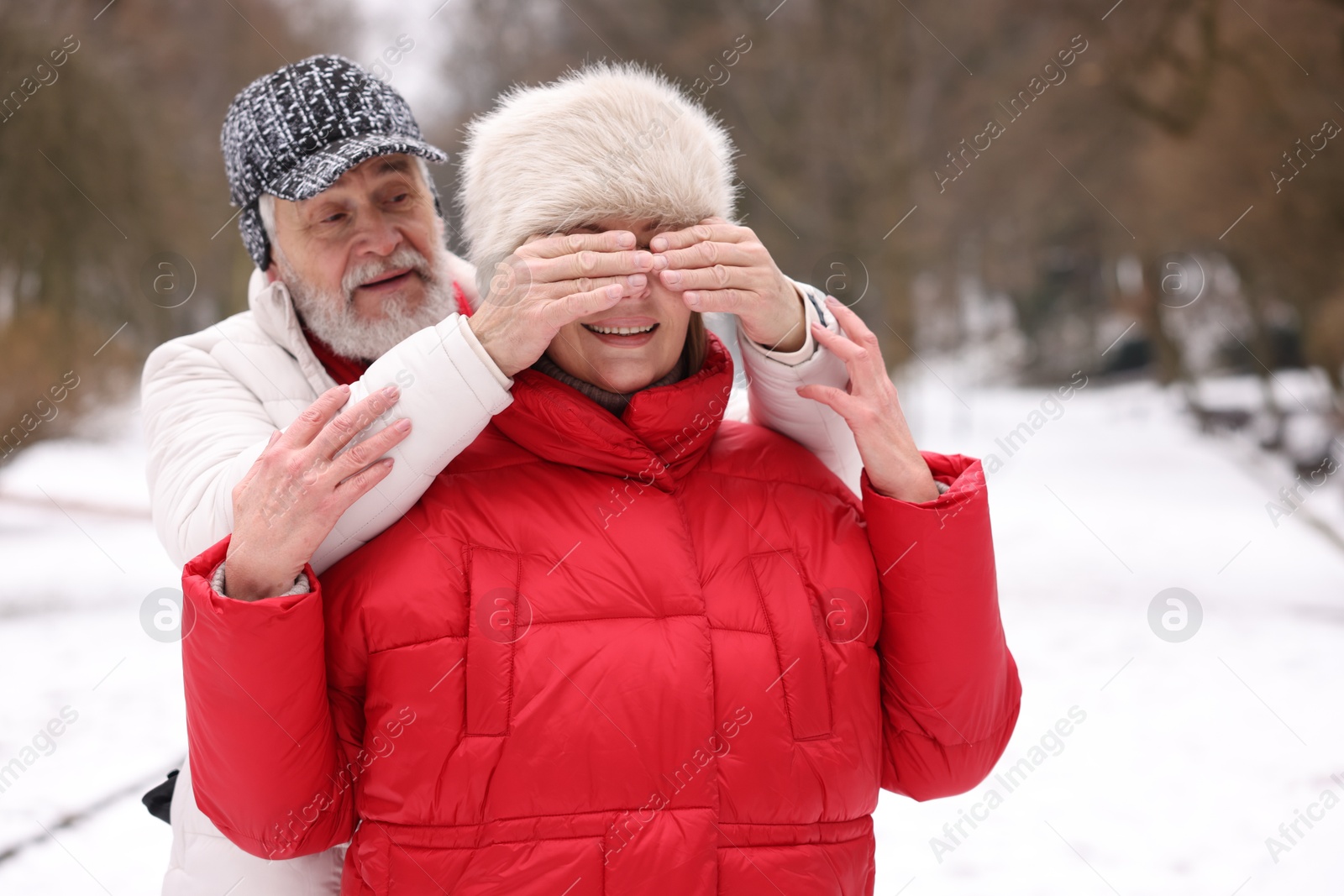 Photo of Lovely senior couple having fun in park