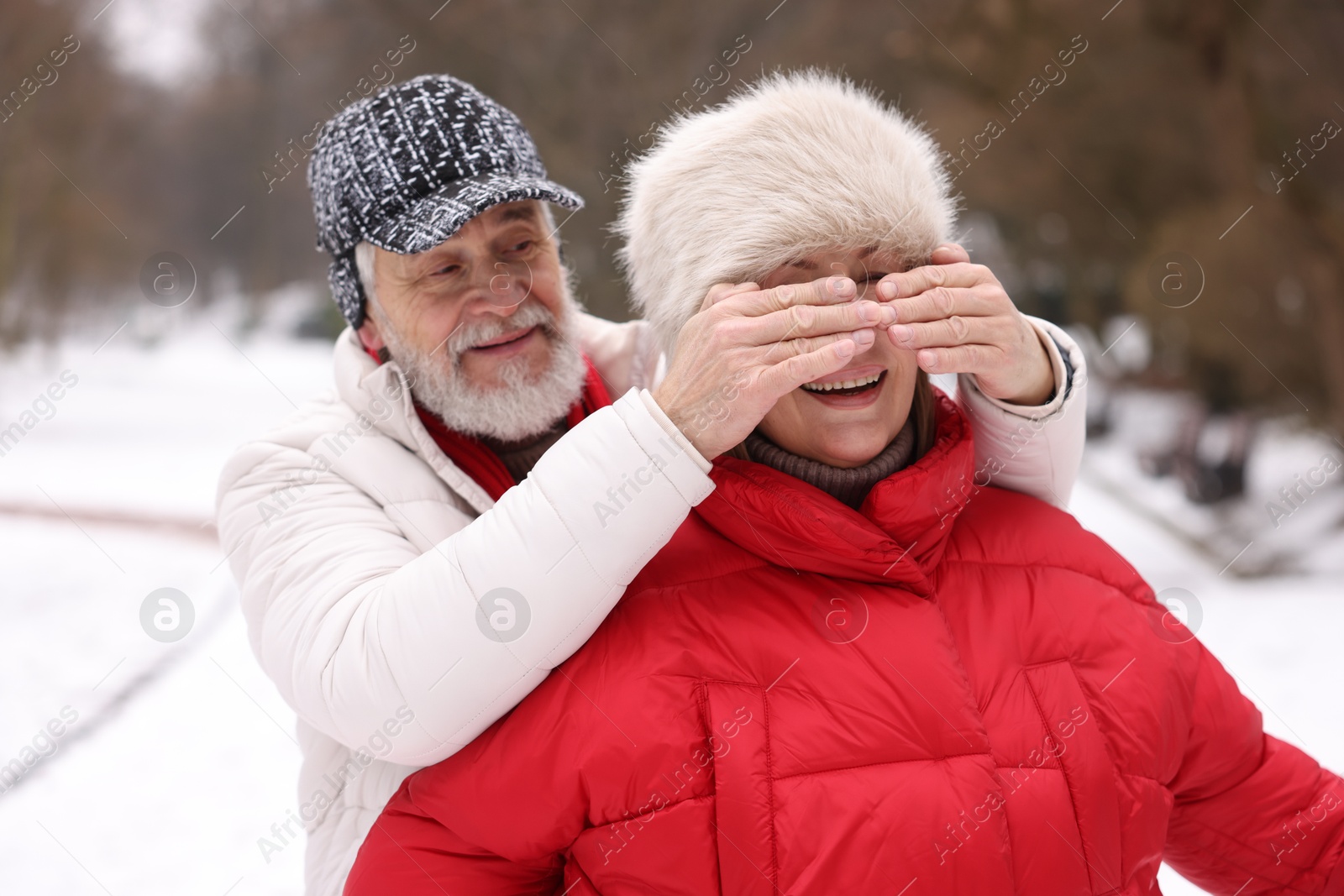 Photo of Lovely senior couple having fun in park