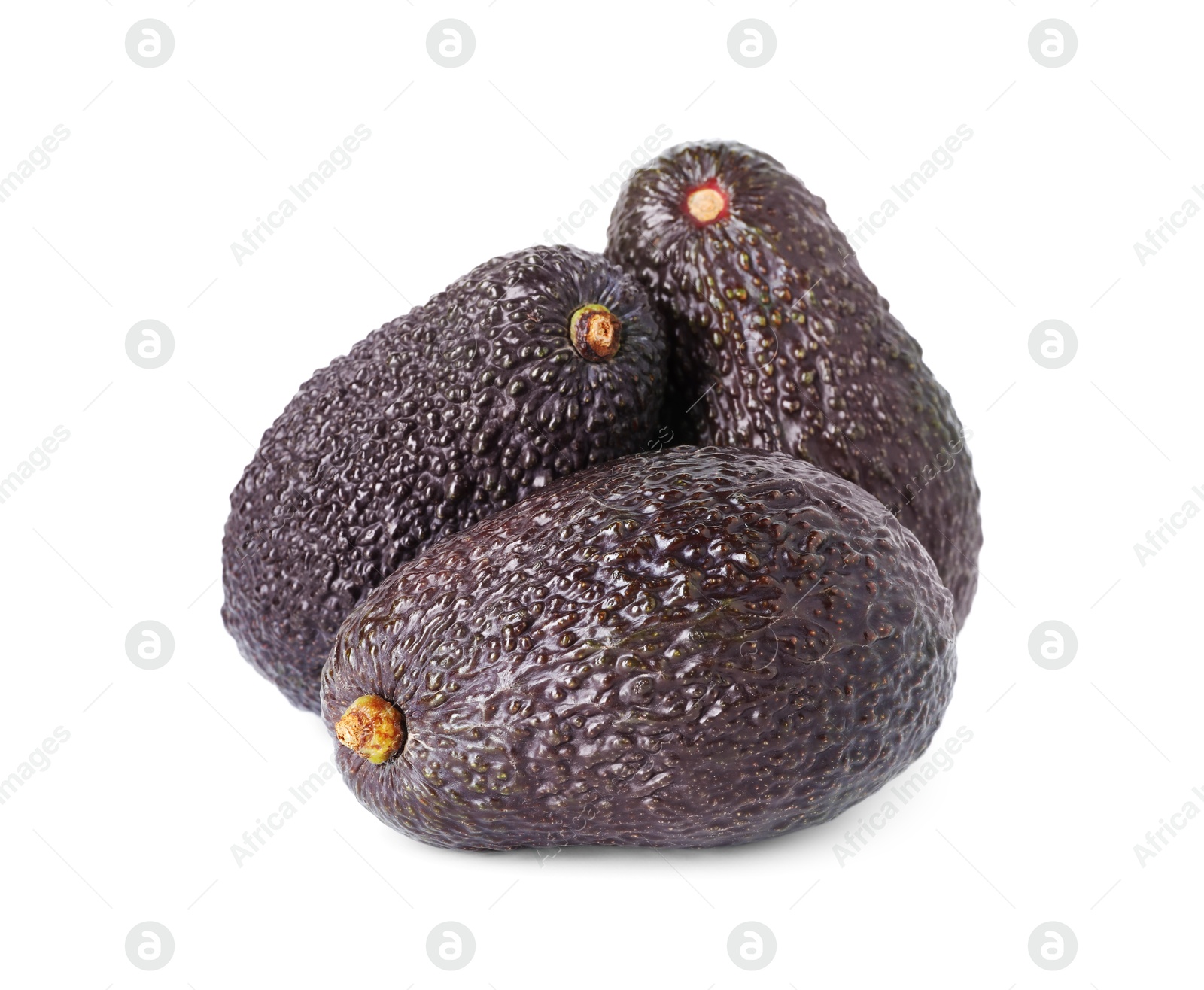 Photo of Three whole ripe avocados isolated on white