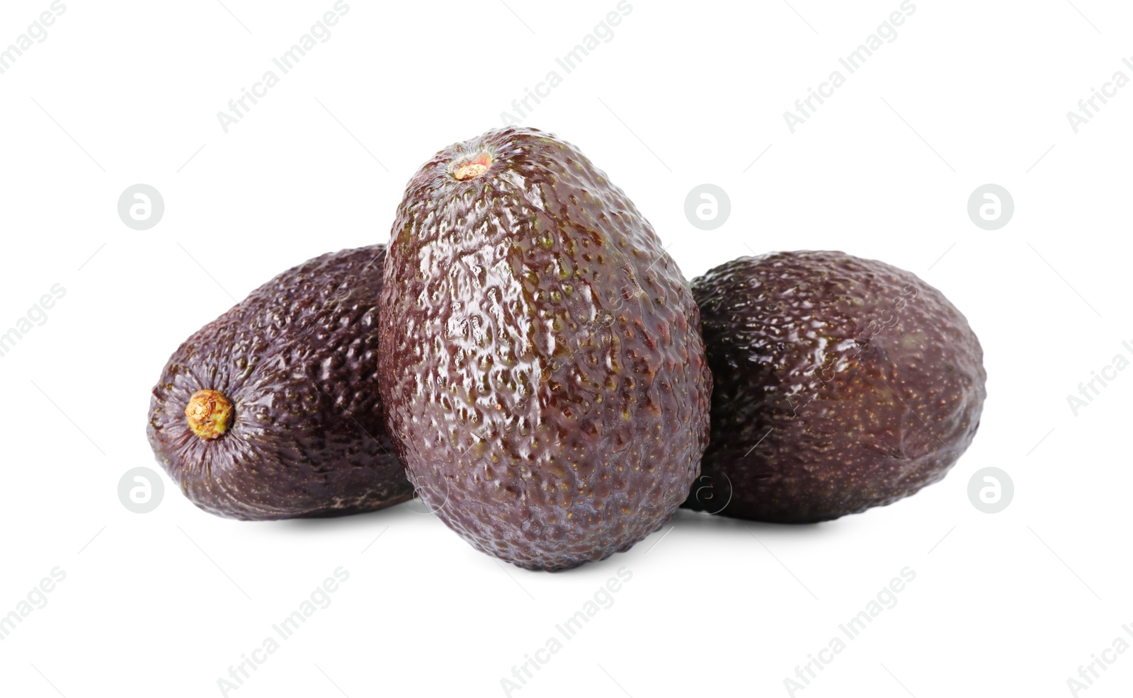 Photo of Three whole ripe avocados isolated on white