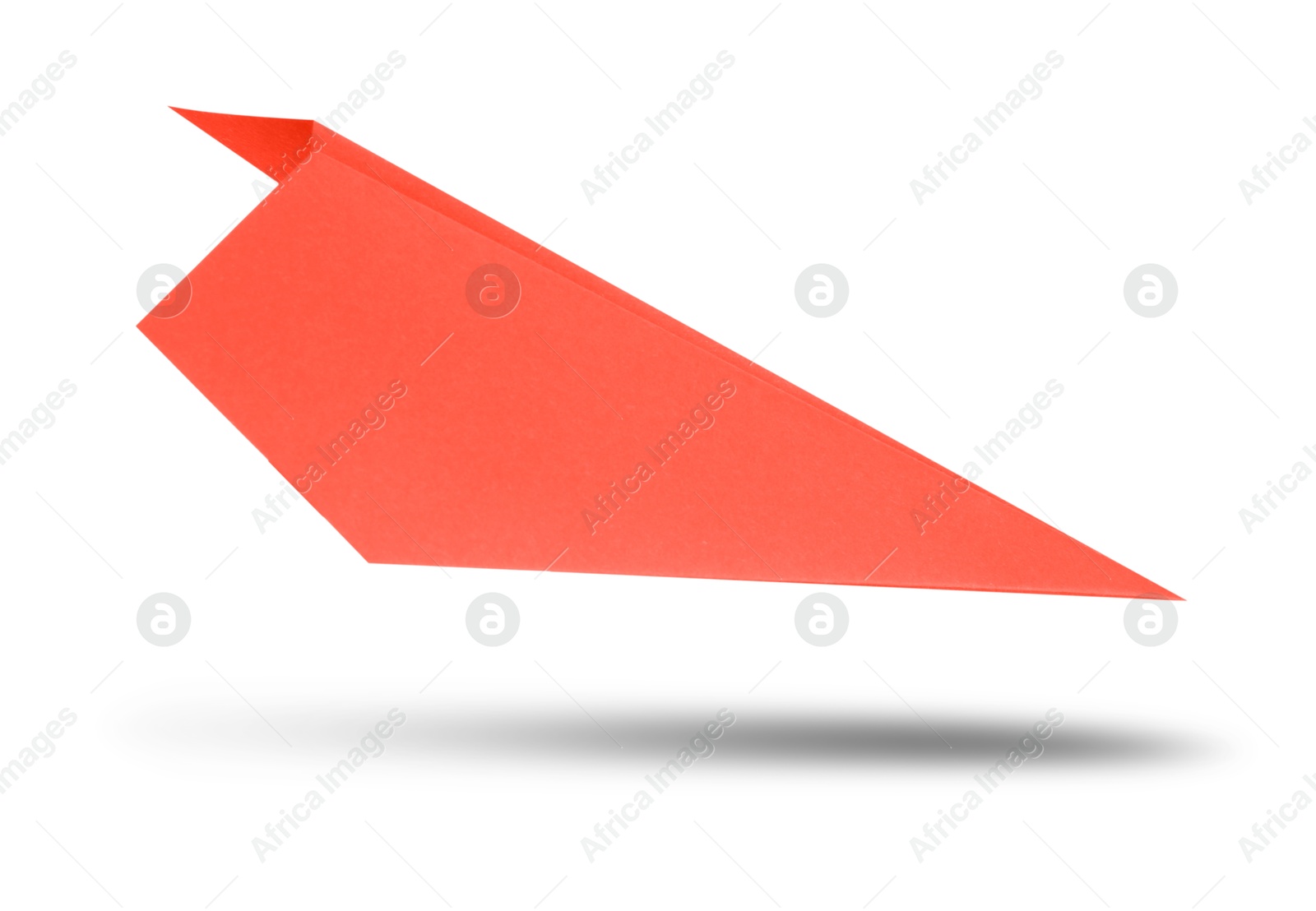 Image of Red paper plane in air on white background