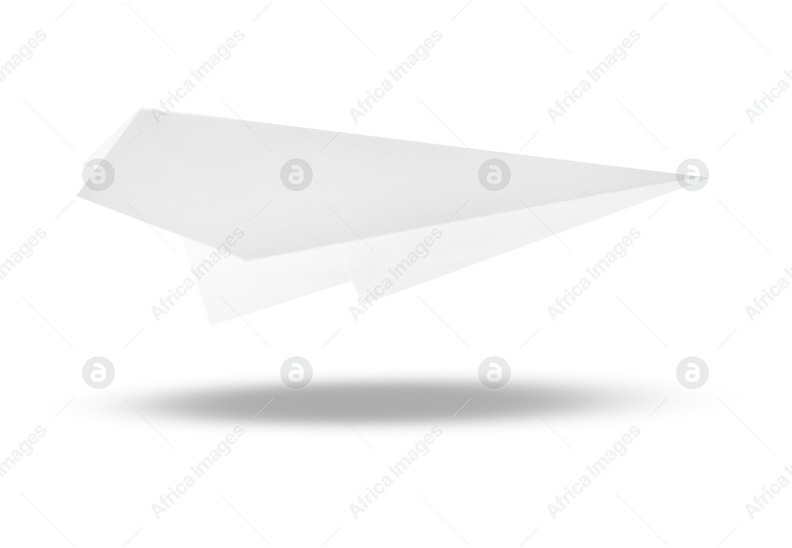 Image of Paper plane in air on white background