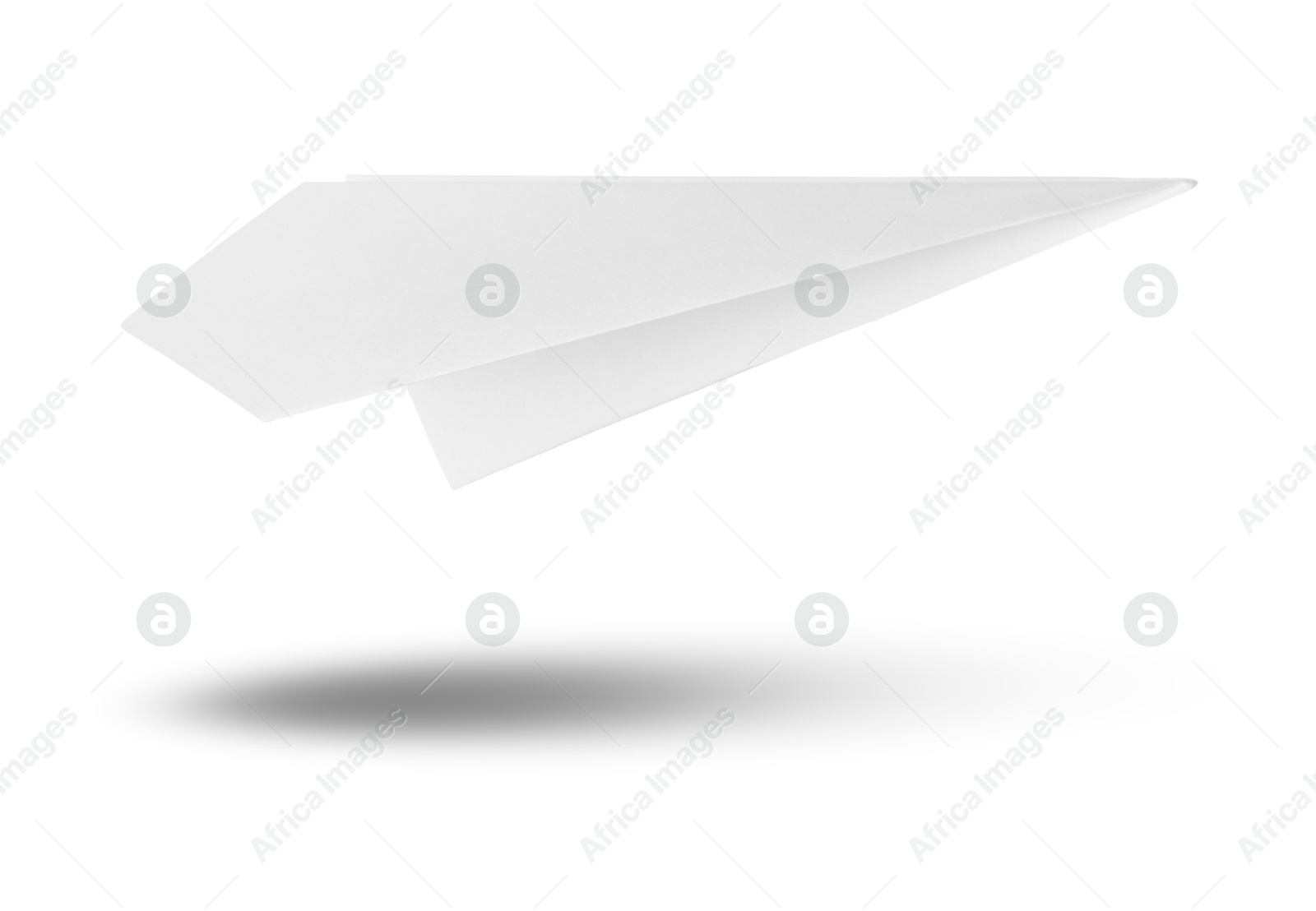 Image of Paper plane in air on white background