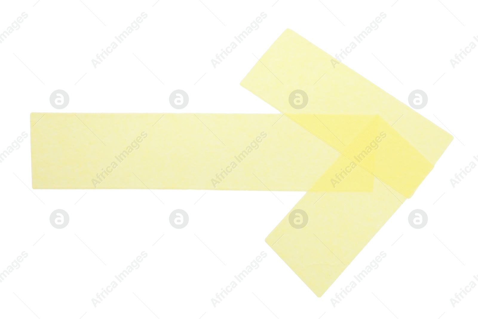 Photo of Arrow made with masking tape isolated on white, top view