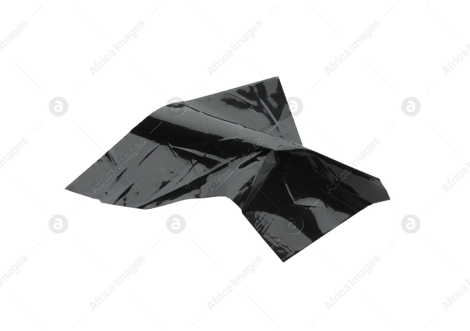 Photo of Strip of black adhesive tape isolated on white, top view