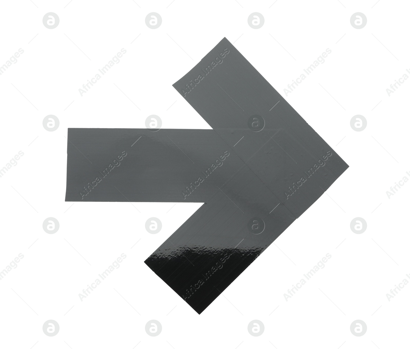 Photo of Arrow made with black adhesive tape isolated on white, top view