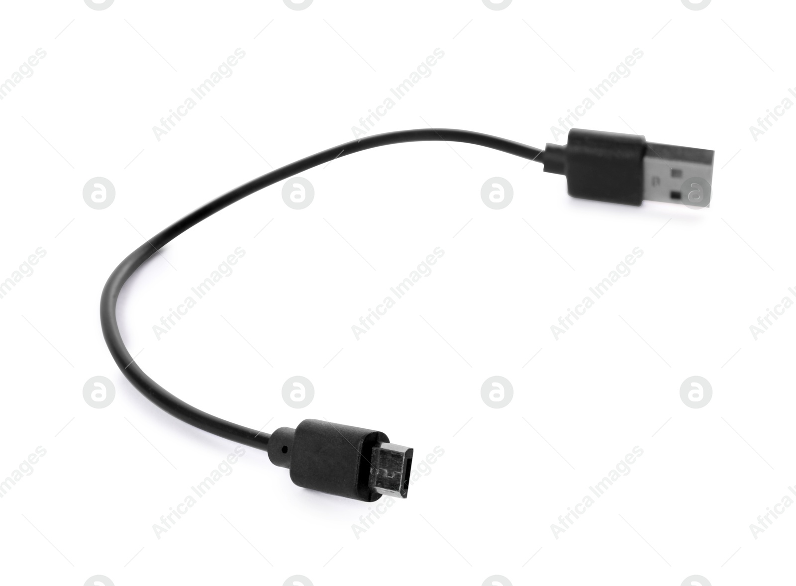 Photo of Black USB charge cable isolated on white