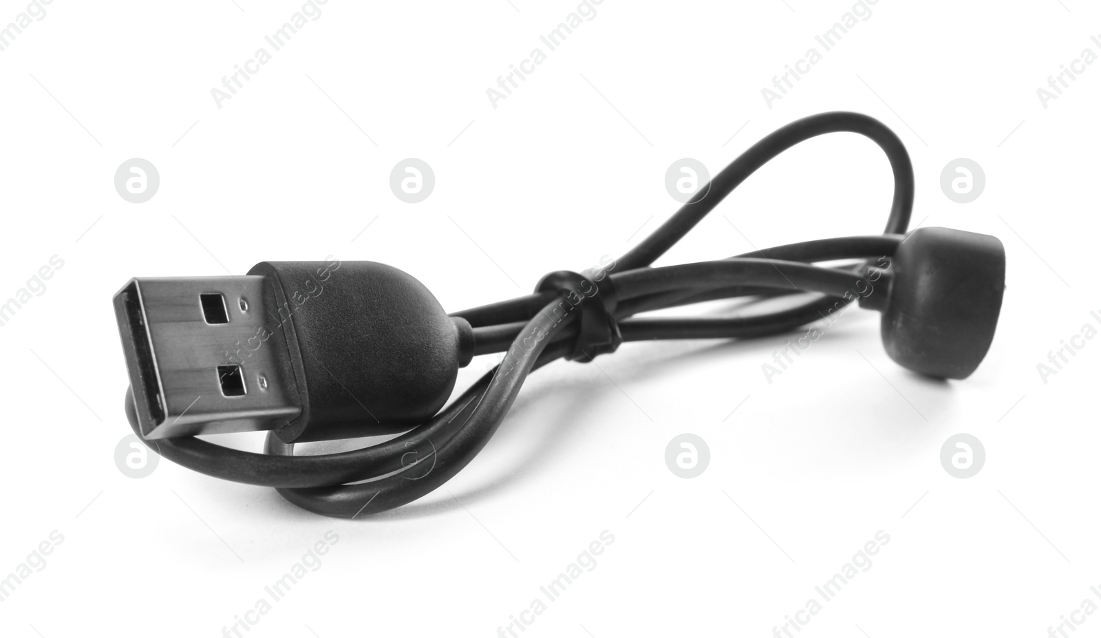 Photo of Black USB charge cable isolated on white