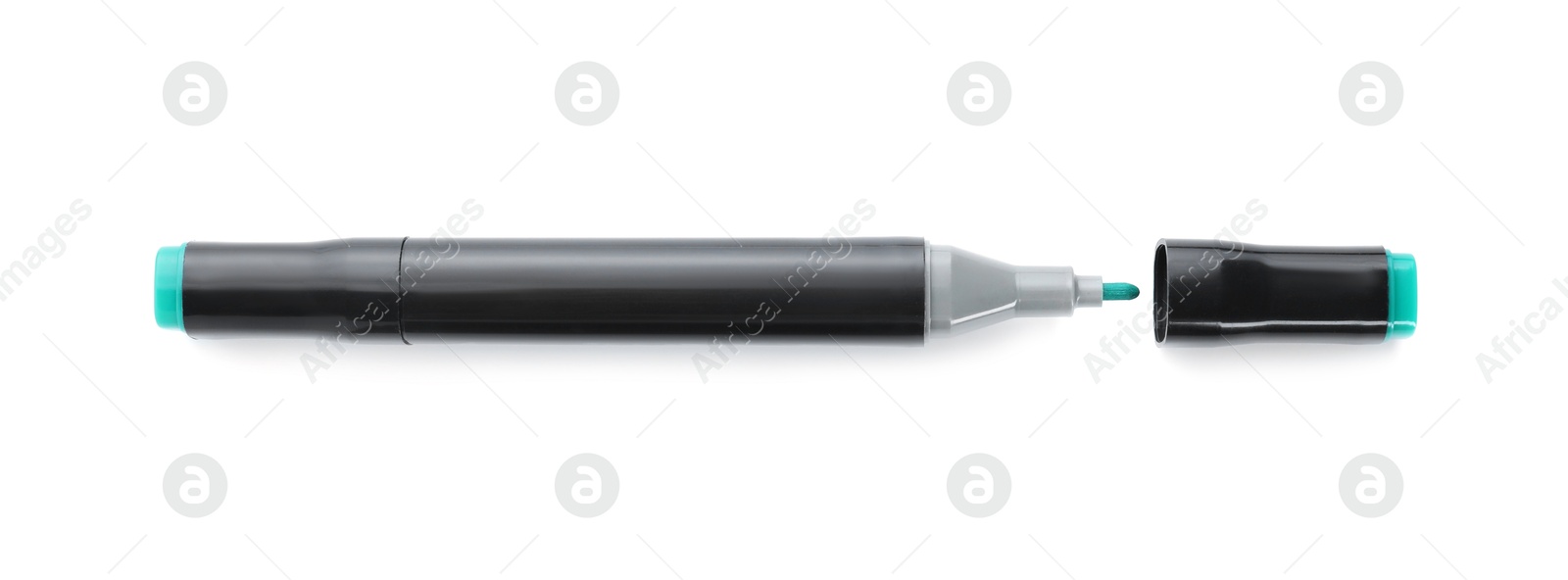 Photo of One double sided marker isolated on white, top view