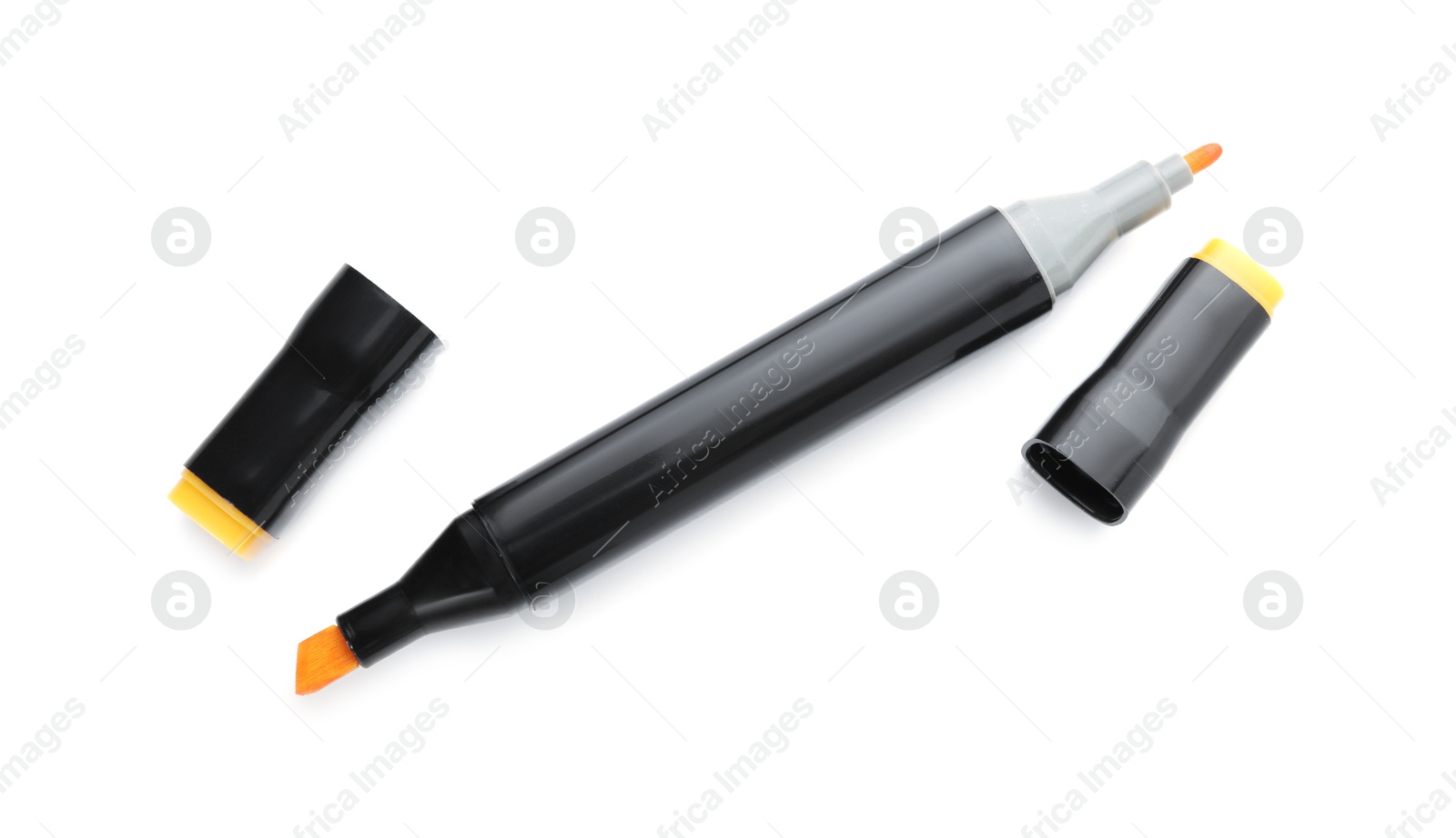 Photo of One double sided marker isolated on white, top view