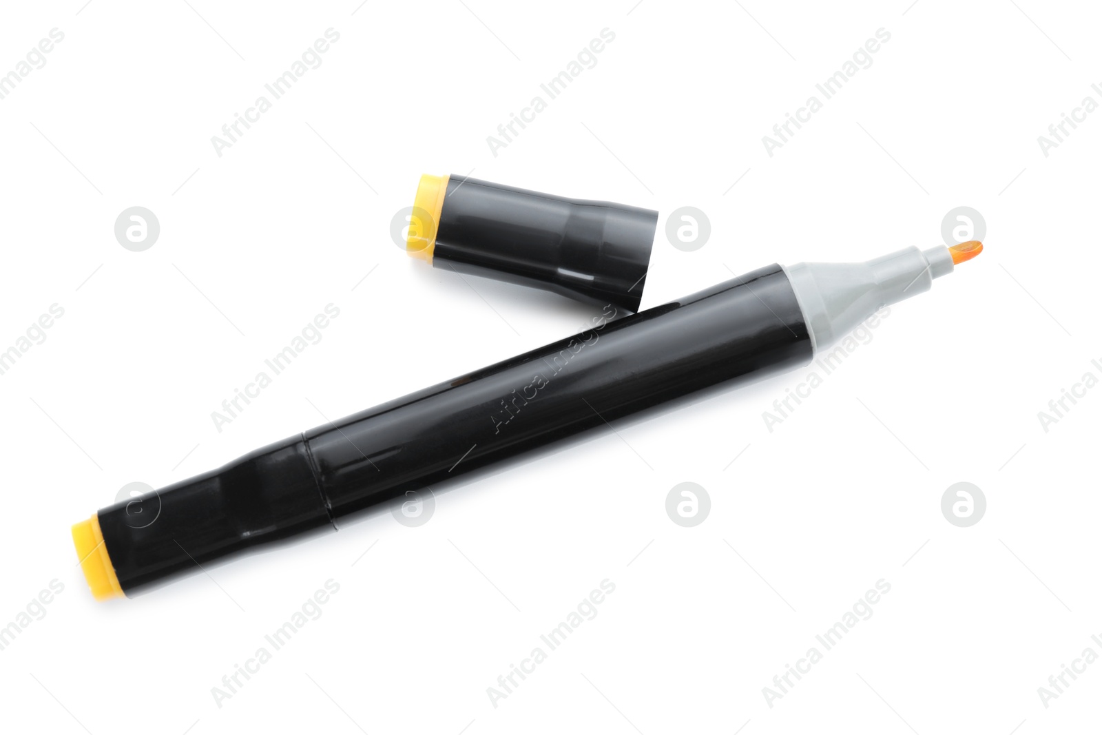 Photo of One double sided marker isolated on white, top view