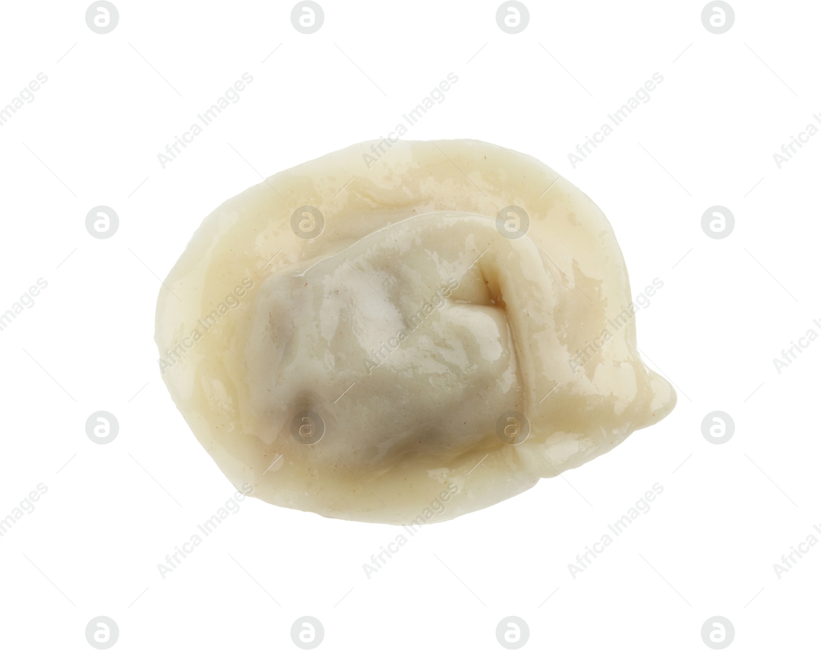 Photo of One delicious boiled dumpling isolated on white