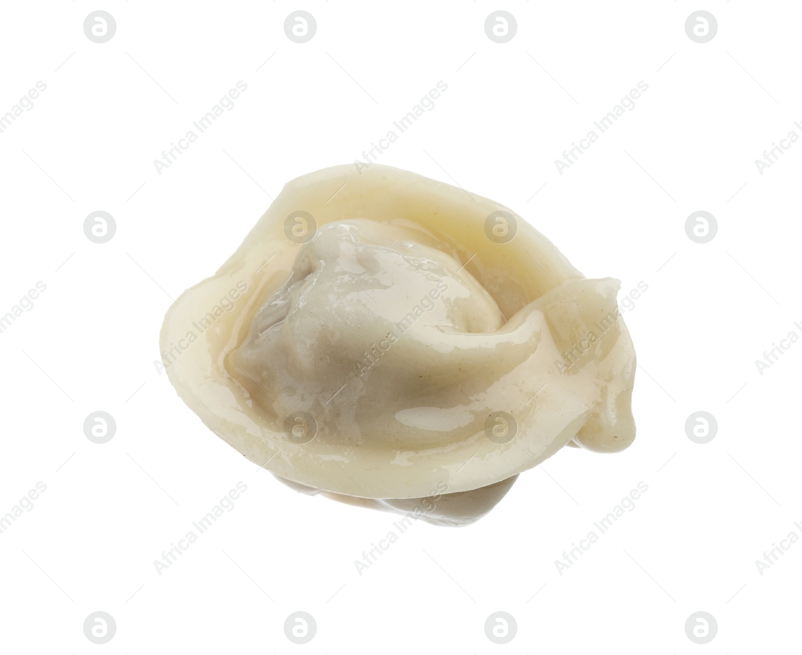 Photo of One delicious boiled dumpling isolated on white