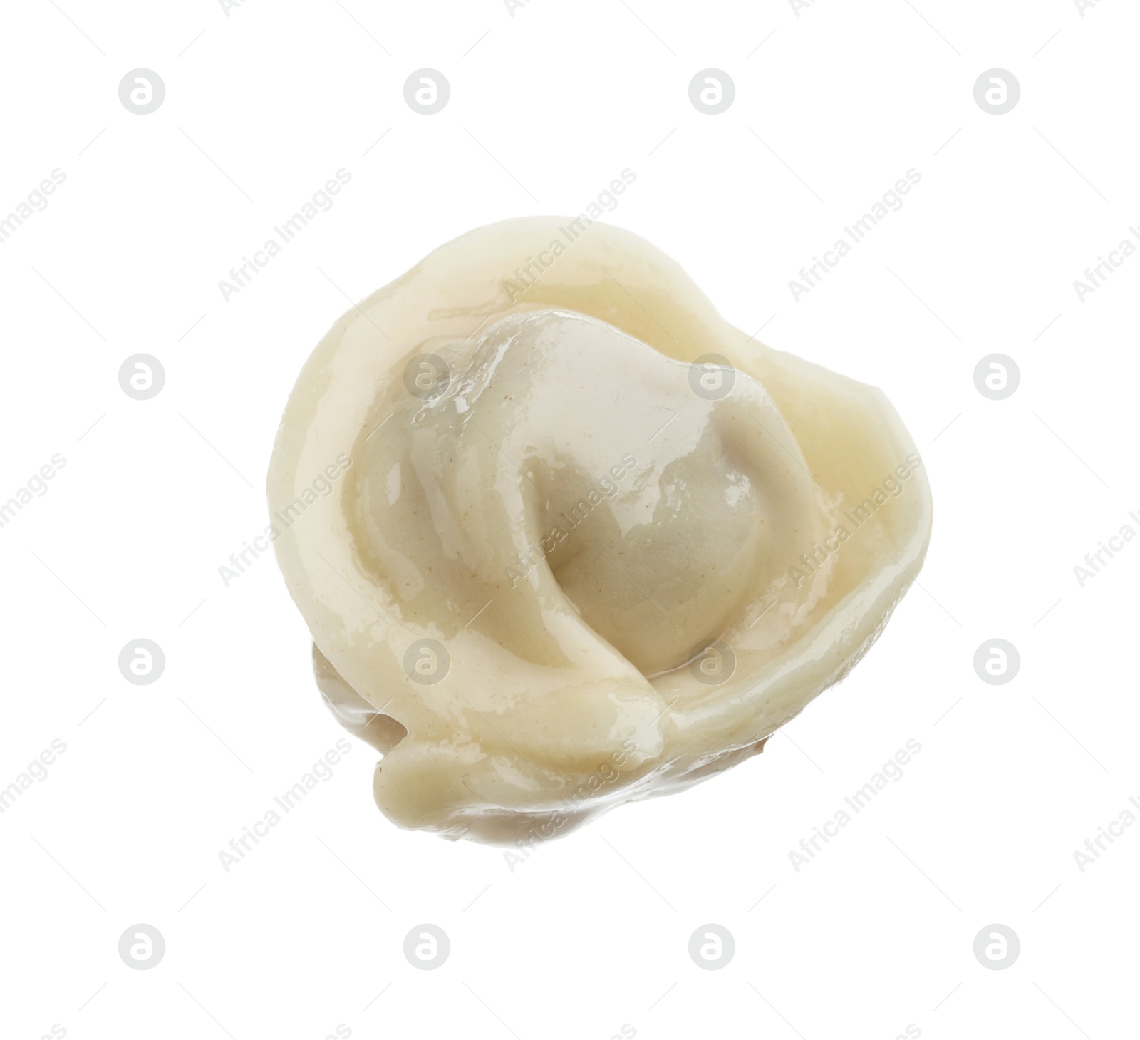 Photo of One delicious boiled dumpling isolated on white