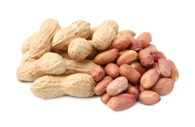 Photo of Pile of different peanuts isolated on white
