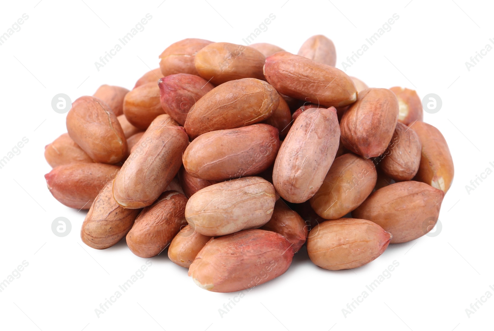 Pile of fresh peanuts isolated on white Photo of Pile of fresh peanuts isolated on white