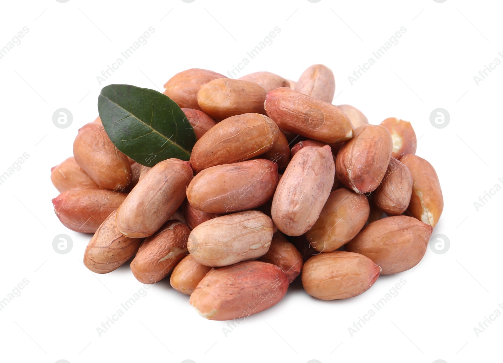 Pile of fresh peanuts isolated on white Photo of Pile of fresh peanuts isolated on white