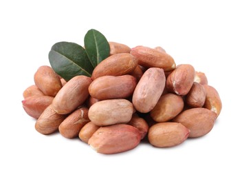 Photo of Pile of fresh peanuts isolated on white