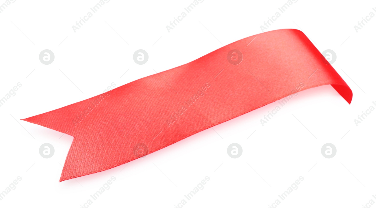 Photo of One red ribbon bookmark isolated on white