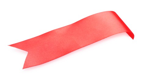 Photo of One red ribbon bookmark isolated on white