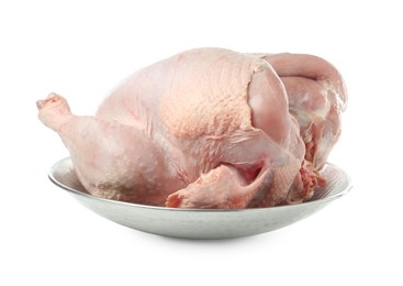 Photo of One whole raw turkey isolated on white