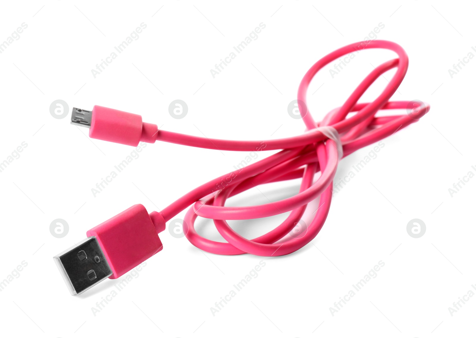 Photo of Pink USB charge cable isolated on white