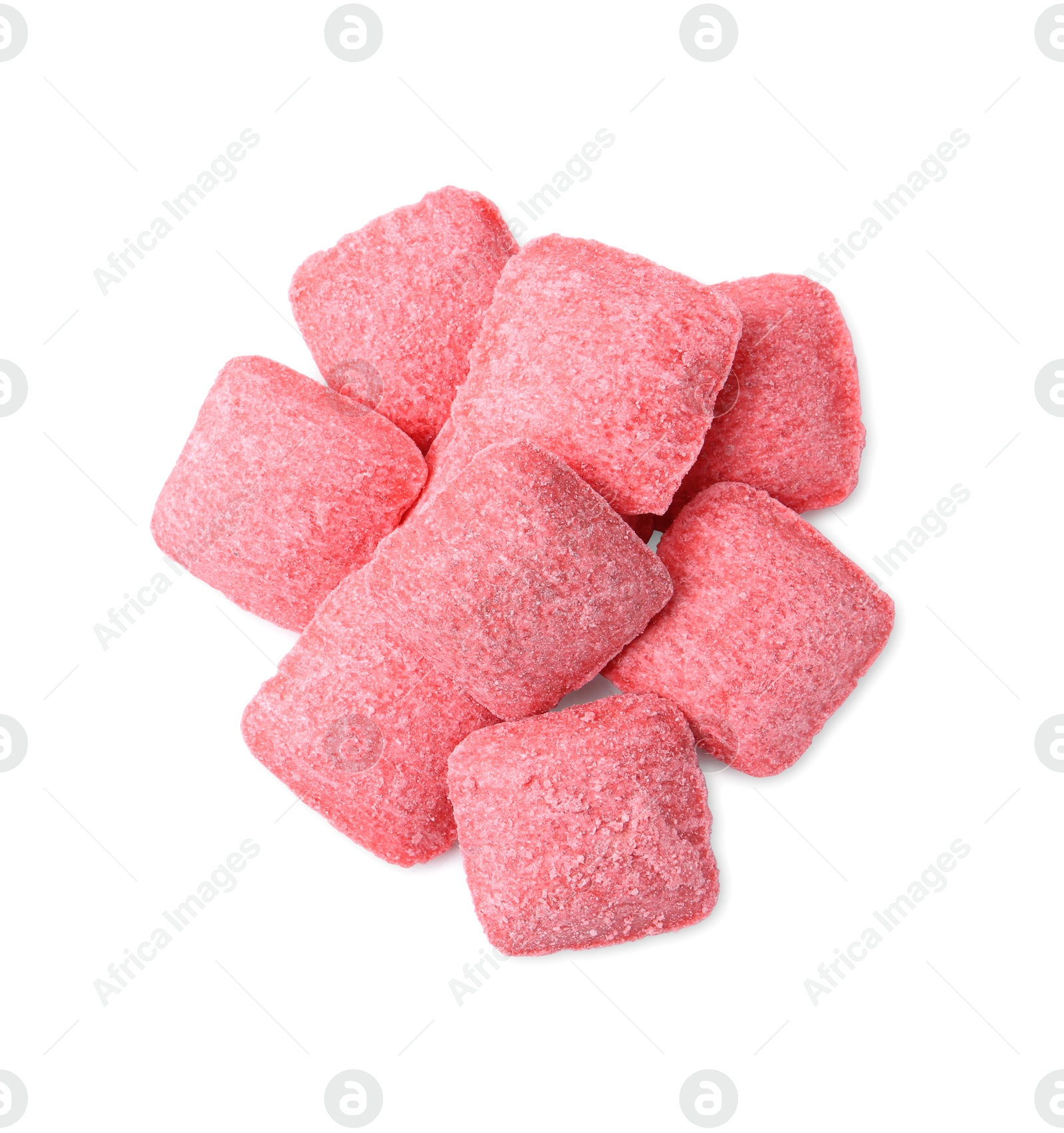 Photo of Pile of rat poison isolated on white, top view