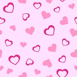 Image of Pattern of pInk hearts on light background