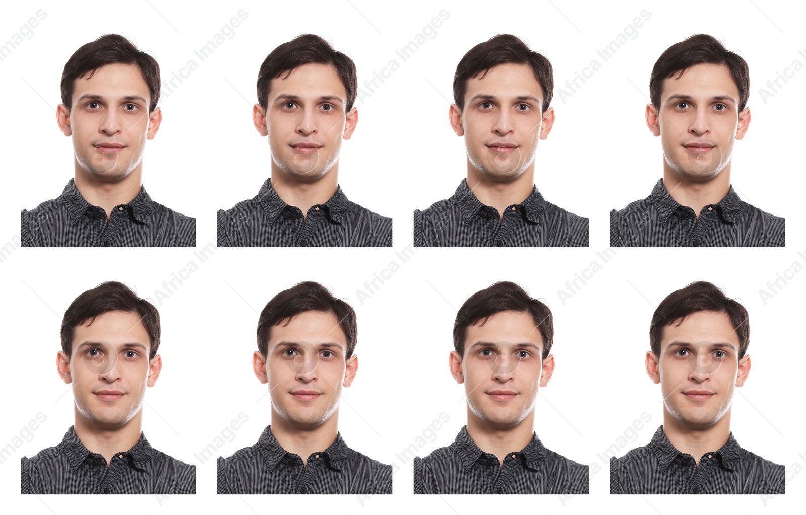 Image of Photo of man for passport or other document on white background, set