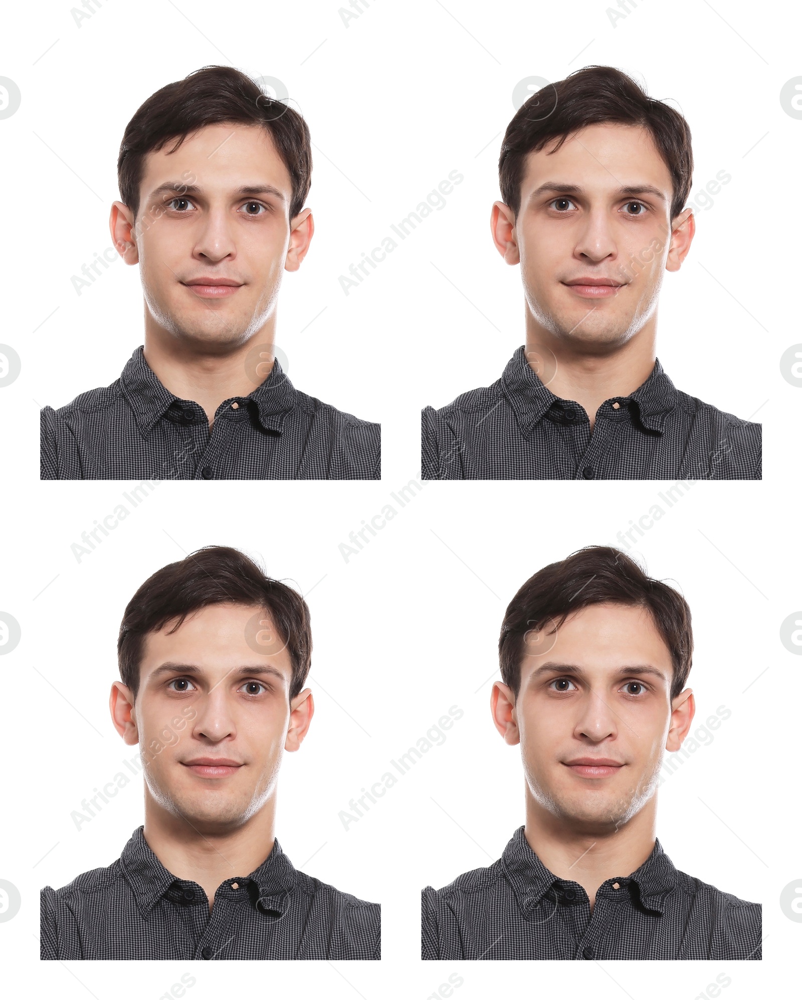 Image of Photo of man for passport or other document on white background, set