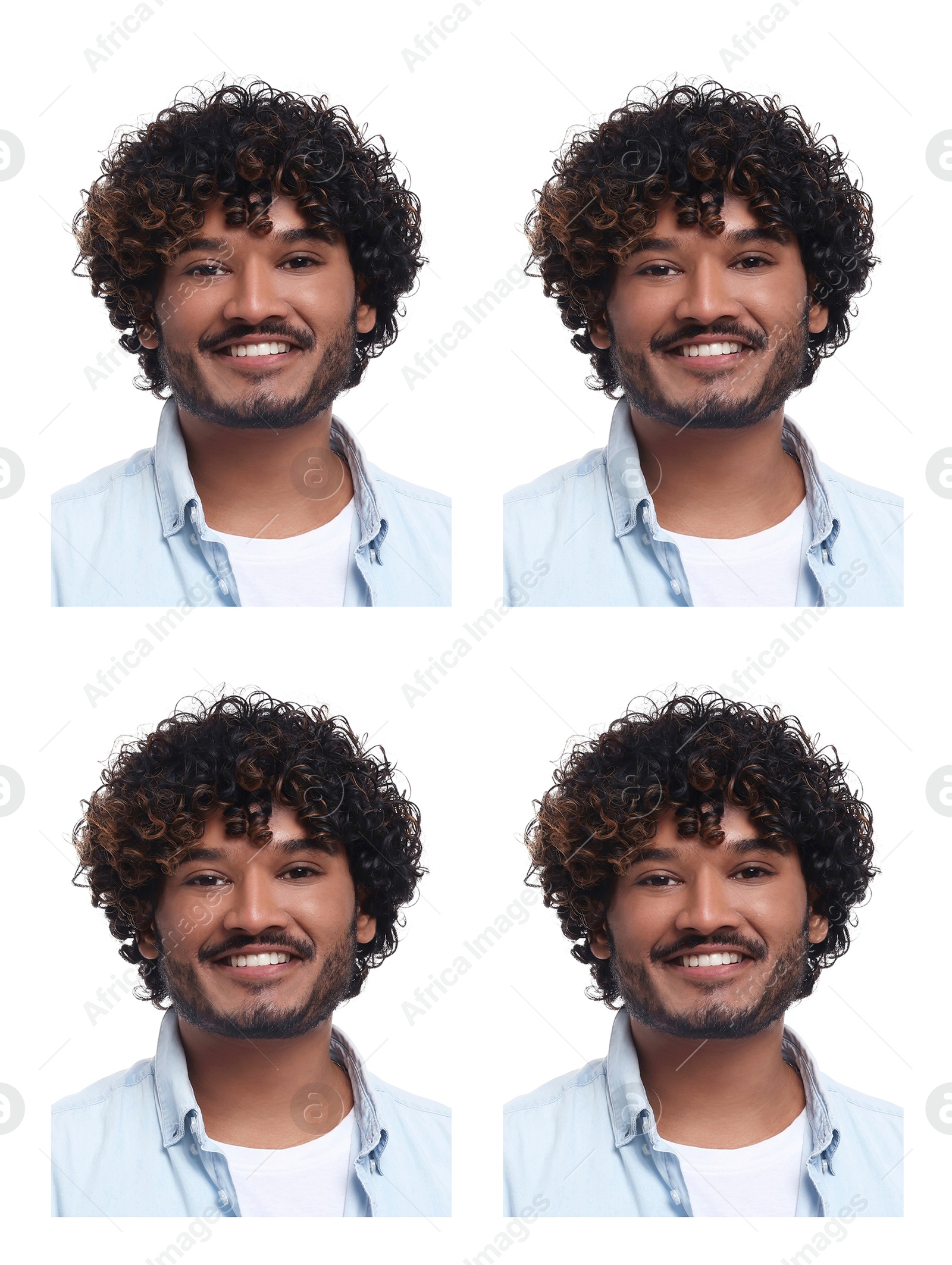 Image of Photo of man for passport or other document on white background, set