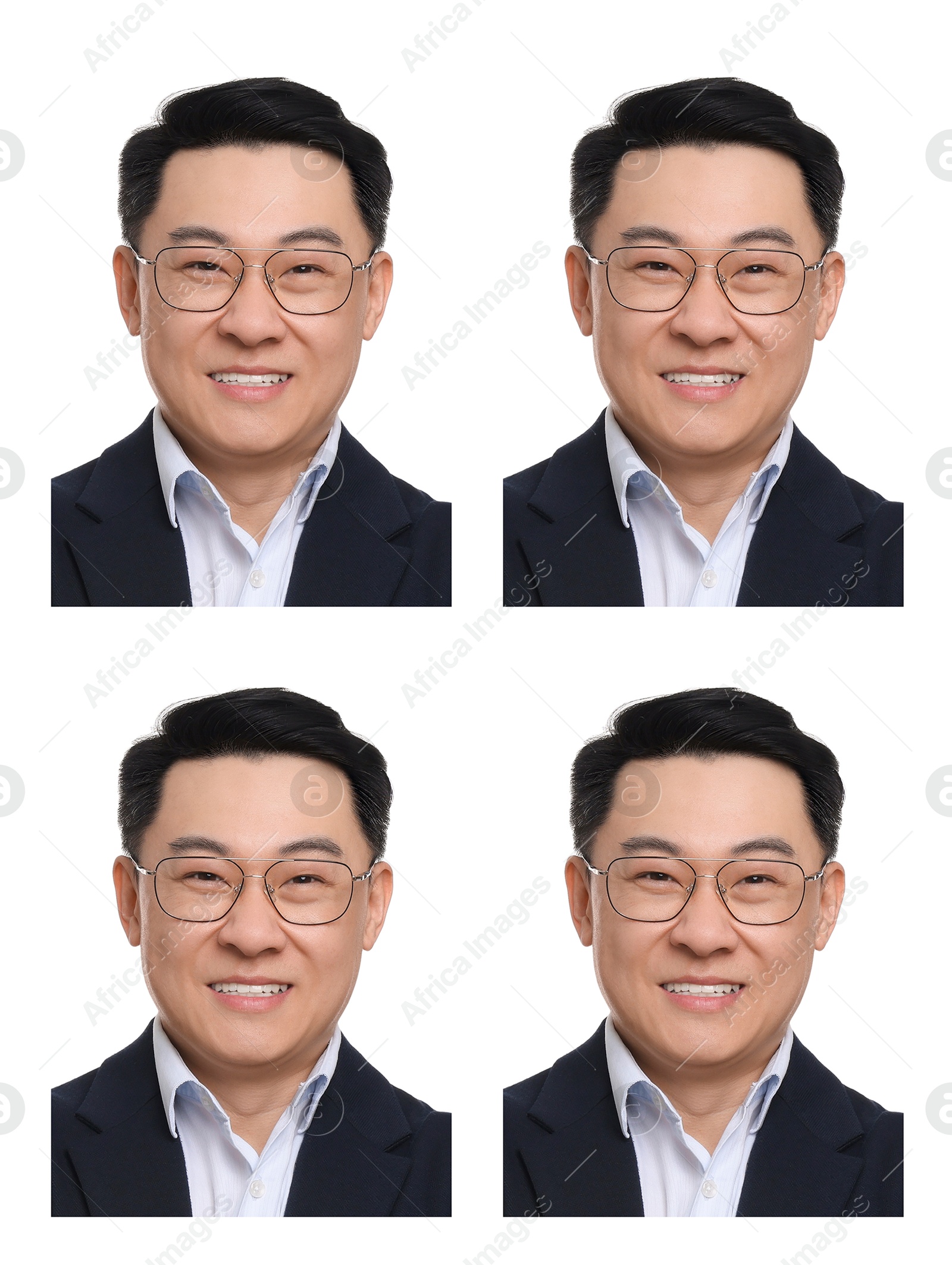 Image of Photo of man for passport or other document on white background, set