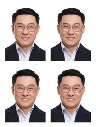 Image of Photo of man for passport or other document on white background, set