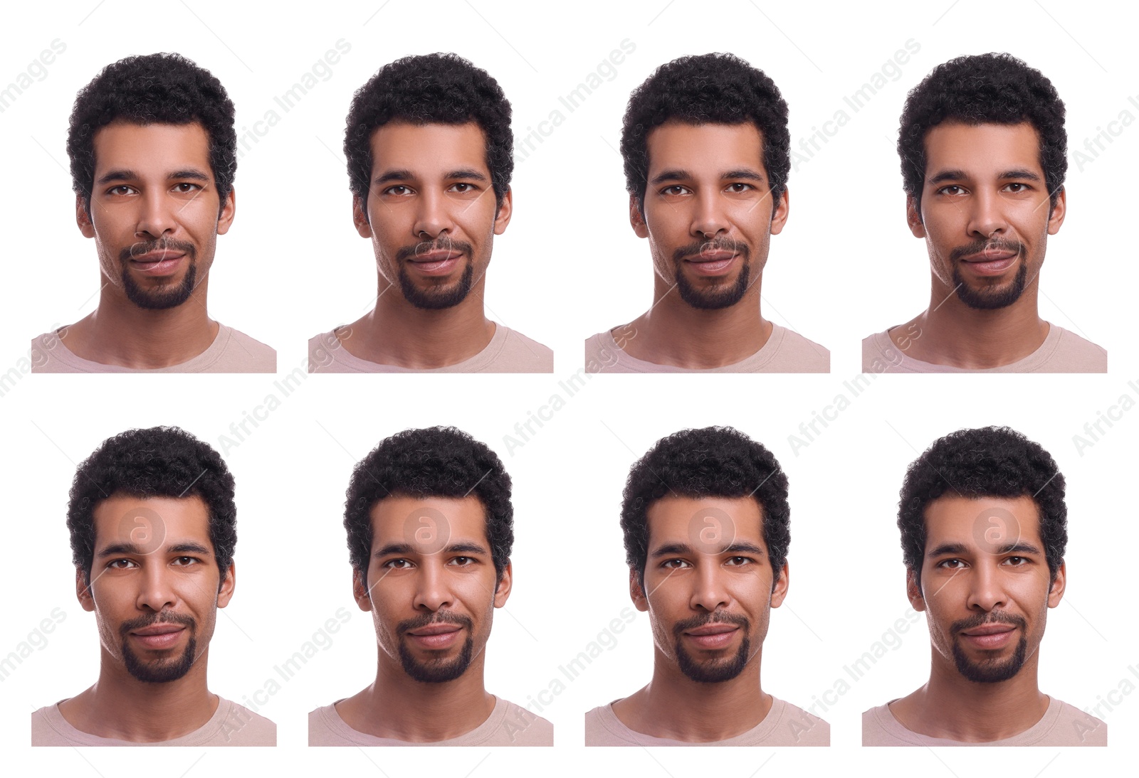 Image of Photo of man for passport or other document on white background, set