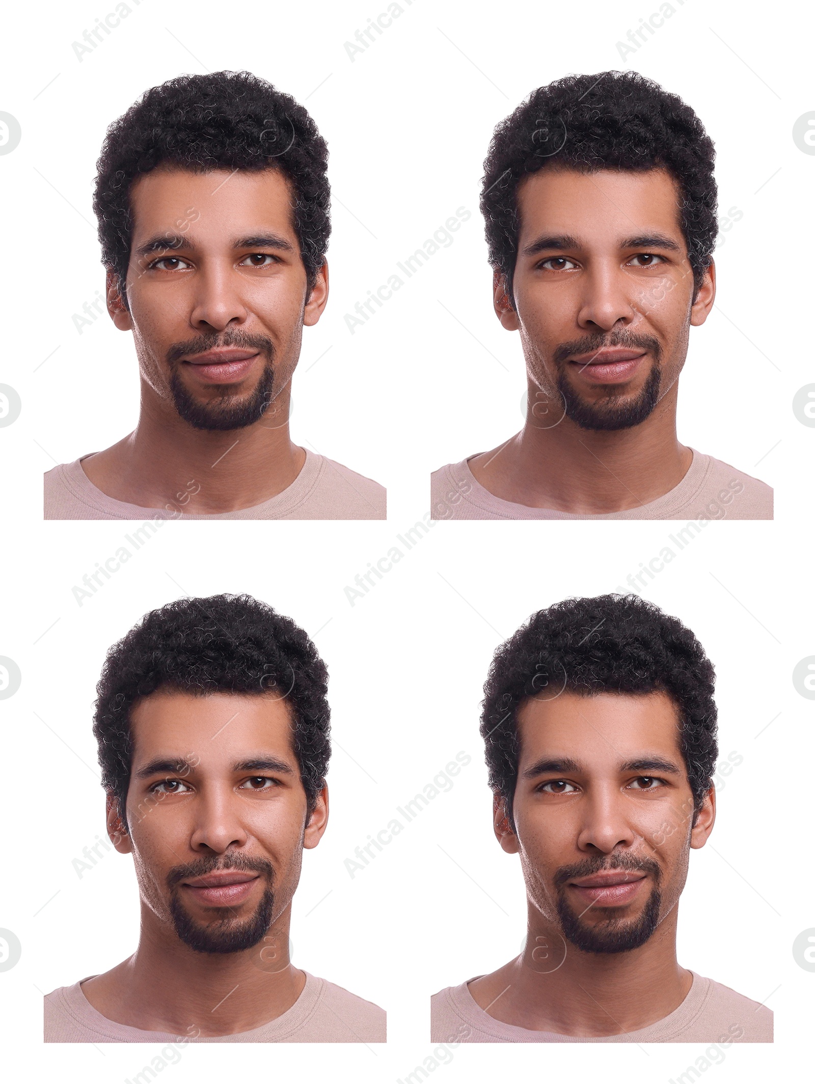 Image of Photo of man for passport or other document on white background, set