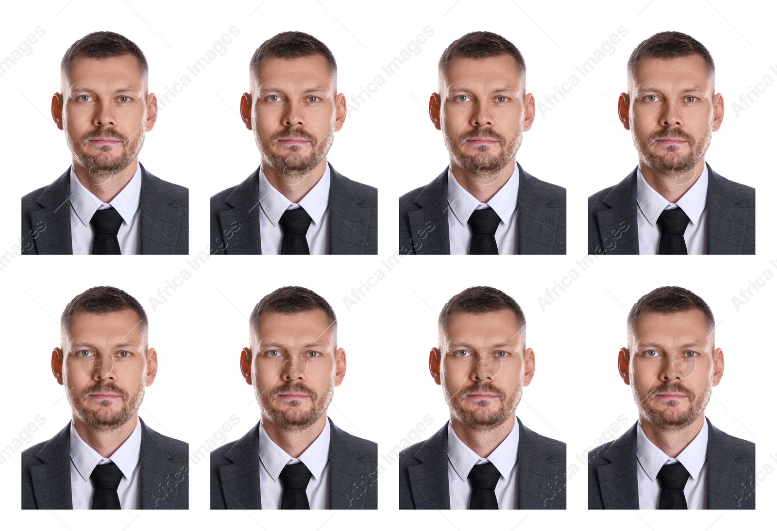 Image of Photo of man for passport or other document on white background, set