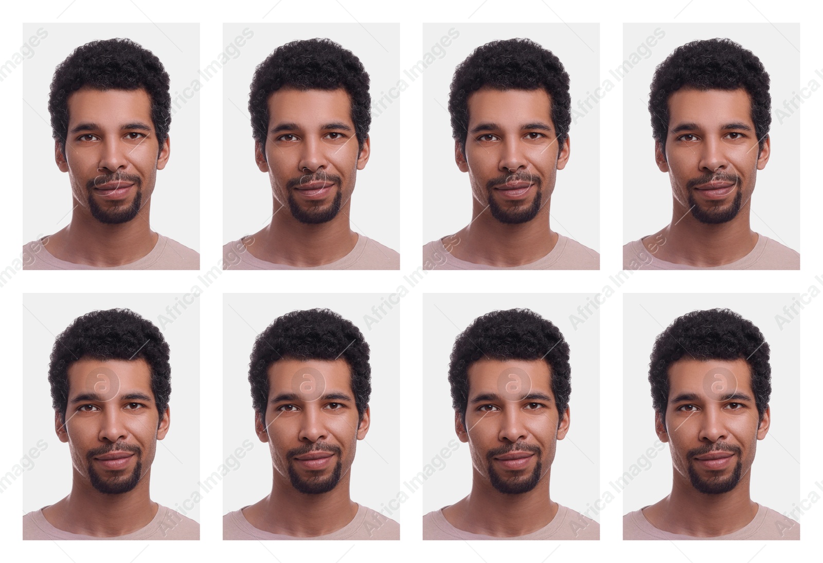 Image of Photo of man for passport or other document on white background, set