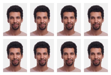 Image of Photo of man for passport or other document on white background, set