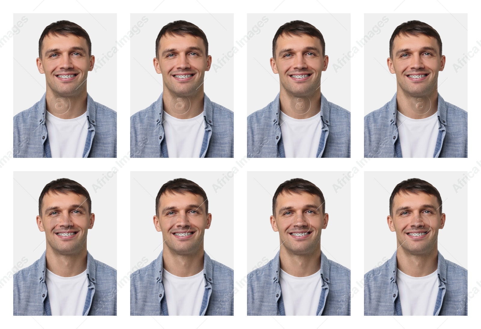 Image of Photo of man for passport or other document on white background, set