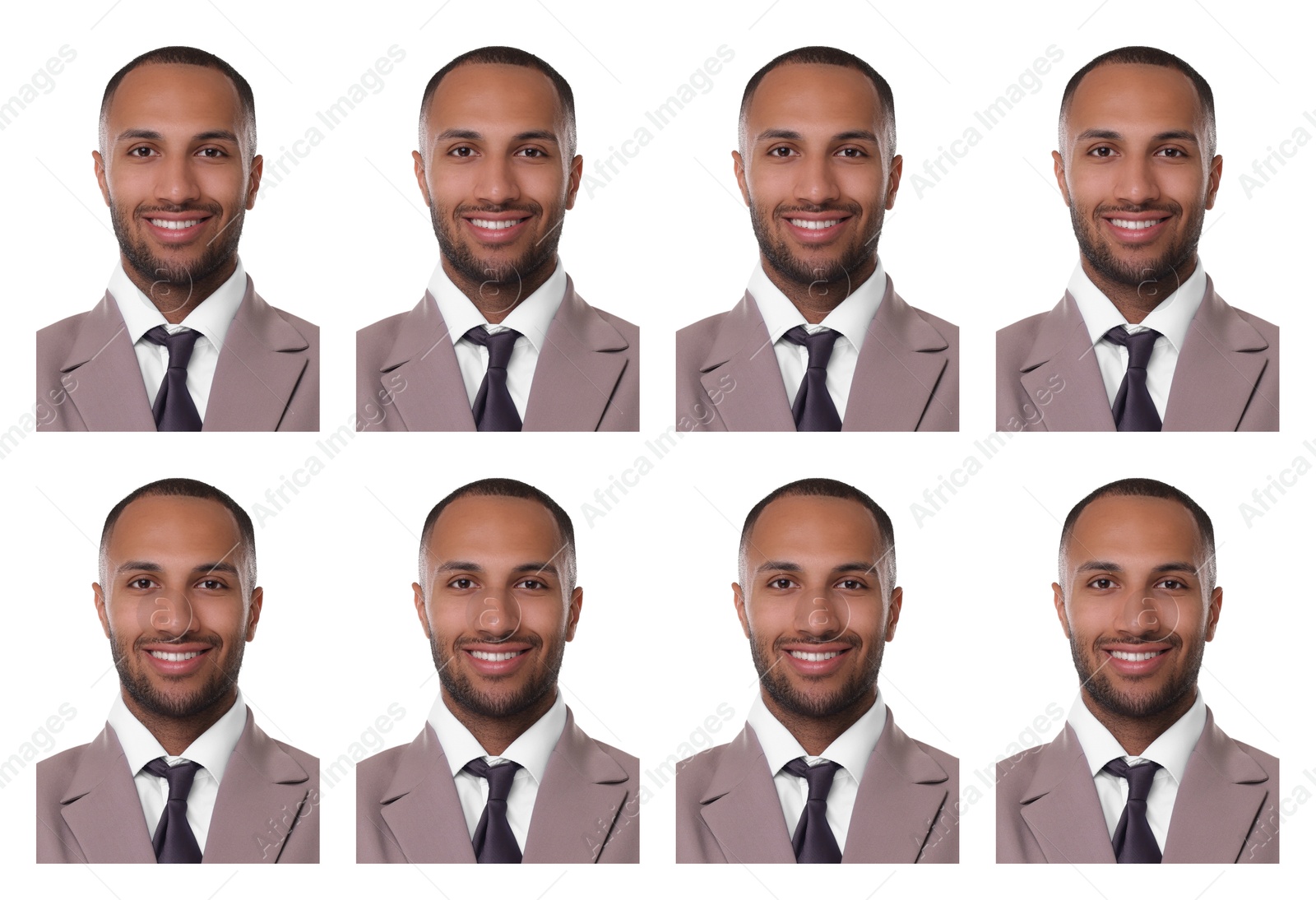 Image of Photo of man for passport or other document on white background, set