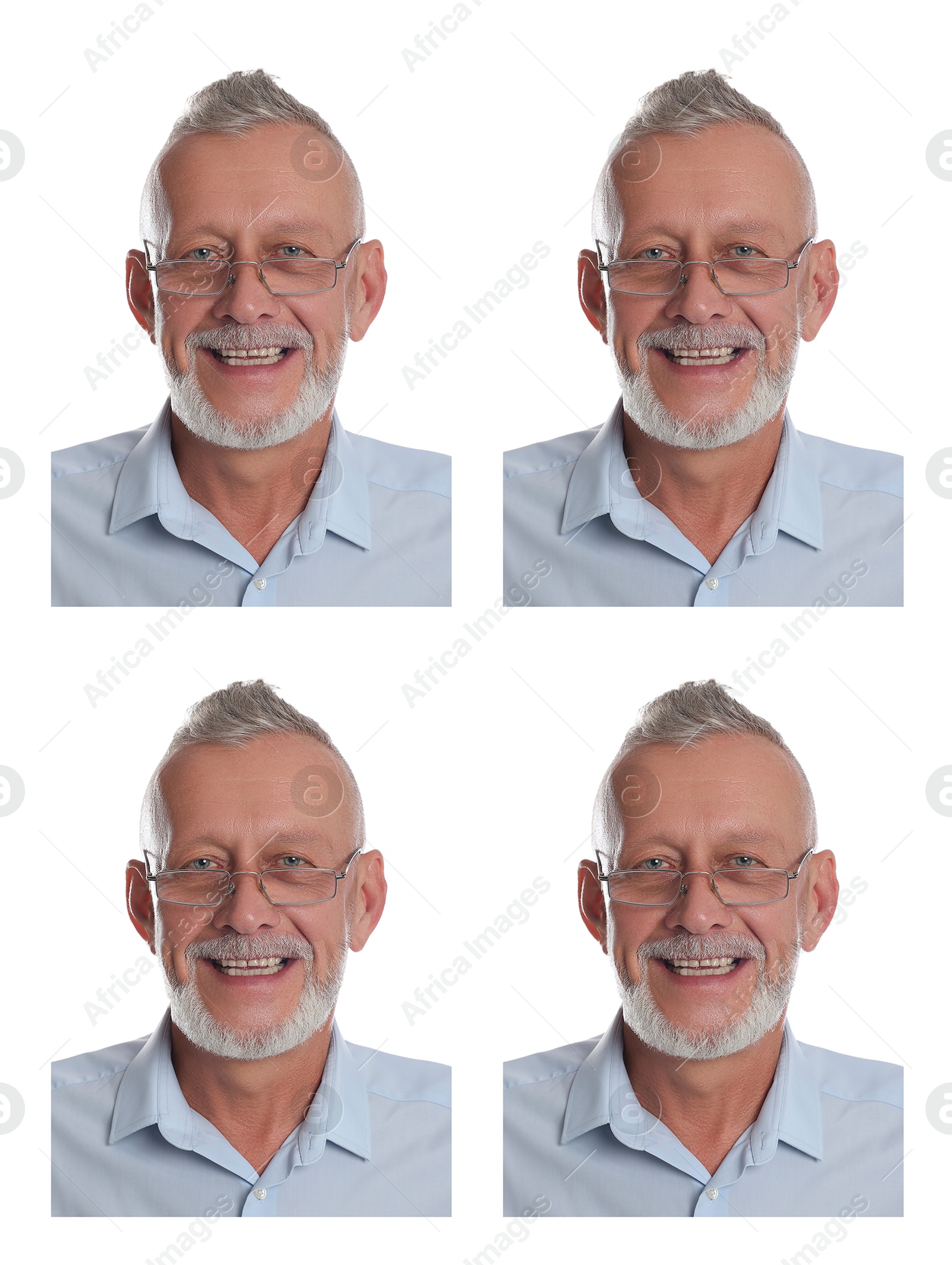 Image of Photo of man for passport or other document on white background, set